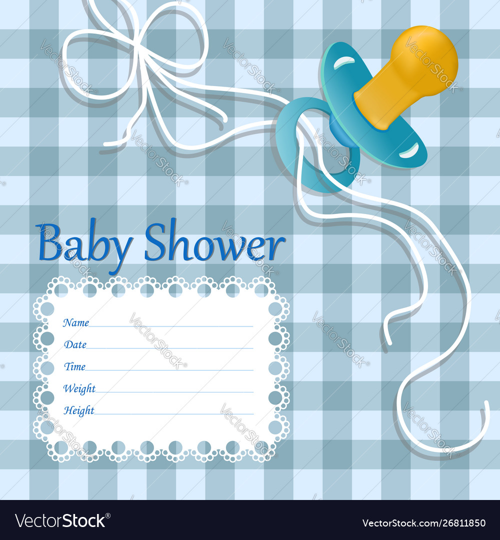 Greeting card for baby boy checkered background Vector Image