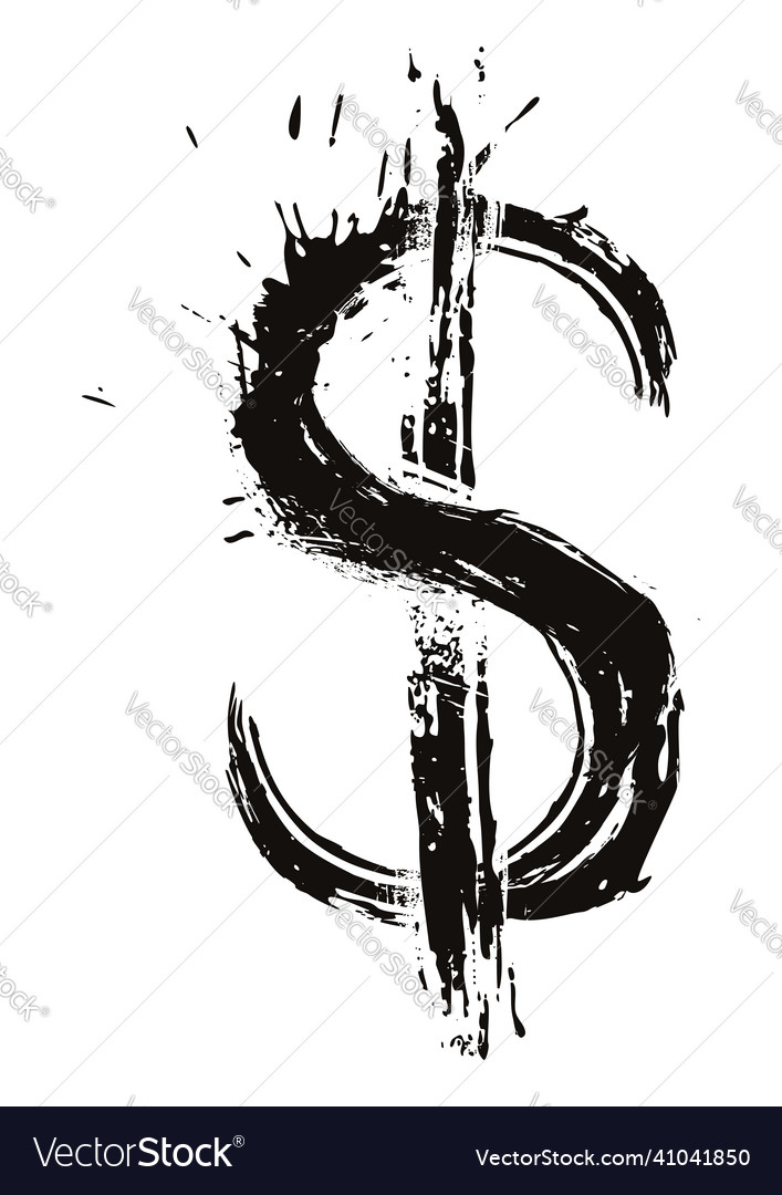 Messy painted dolar symbol Royalty Free Vector Image