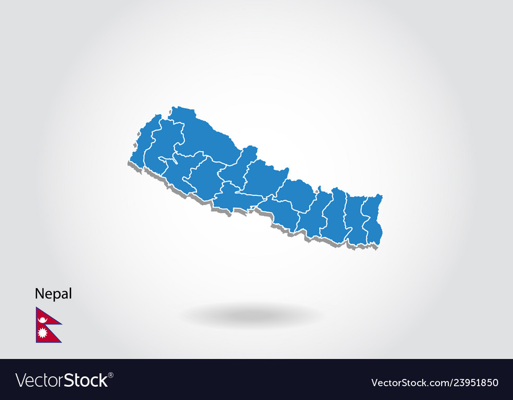 Nepal map design with 3d style blue map Royalty Free Vector