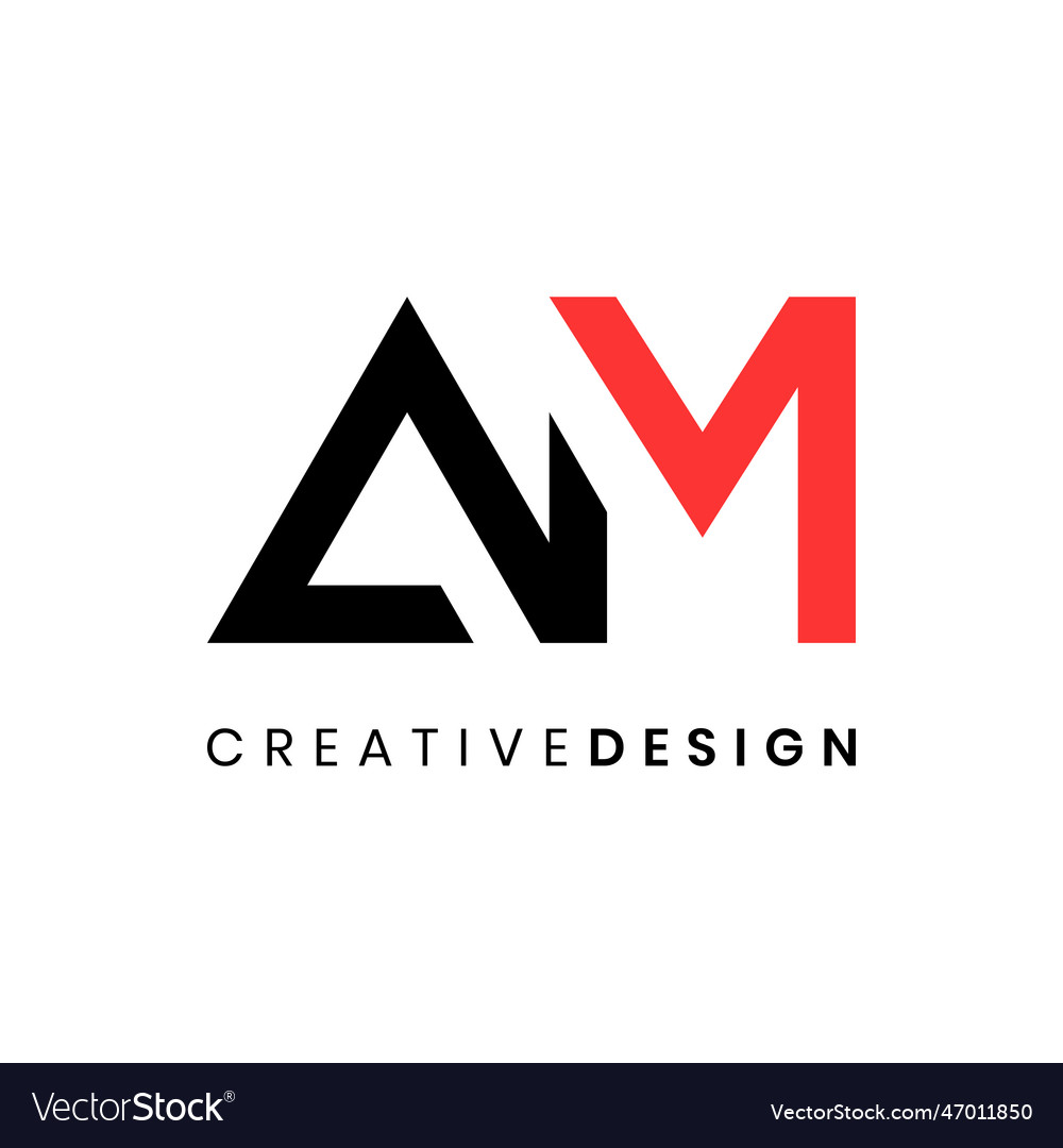 Simple letter am logo design Royalty Free Vector Image