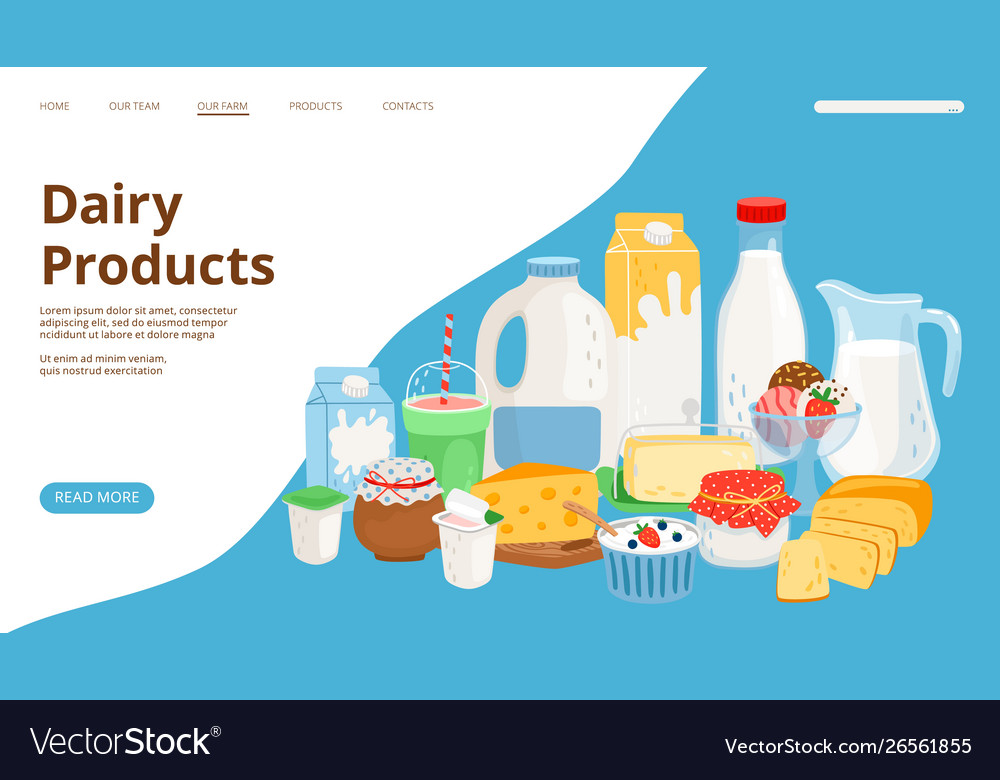 Dairy products landing page Royalty Free Vector Image