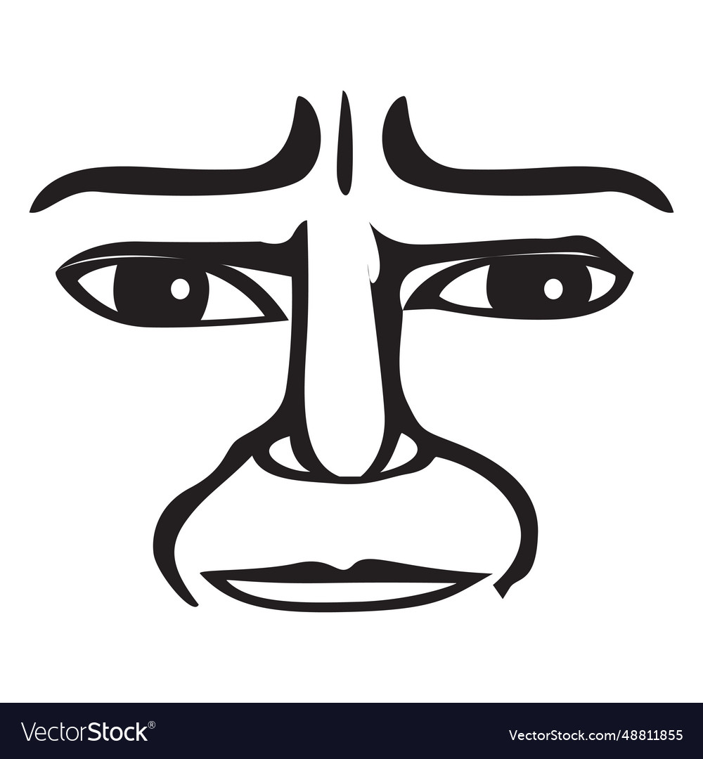 Feelingless hand drawn emoticon Royalty Free Vector Image