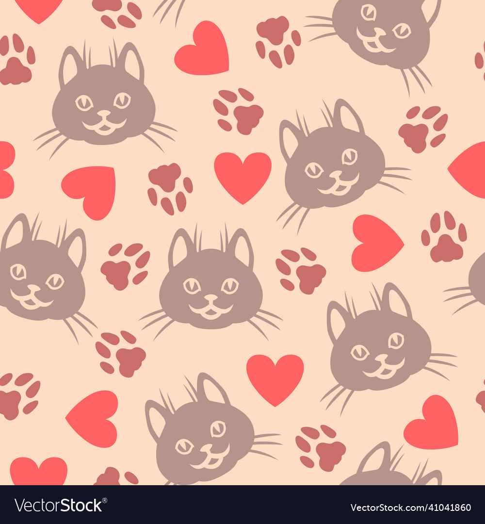 Cat Muzzle Pattern Seamless Royalty Free Vector Image