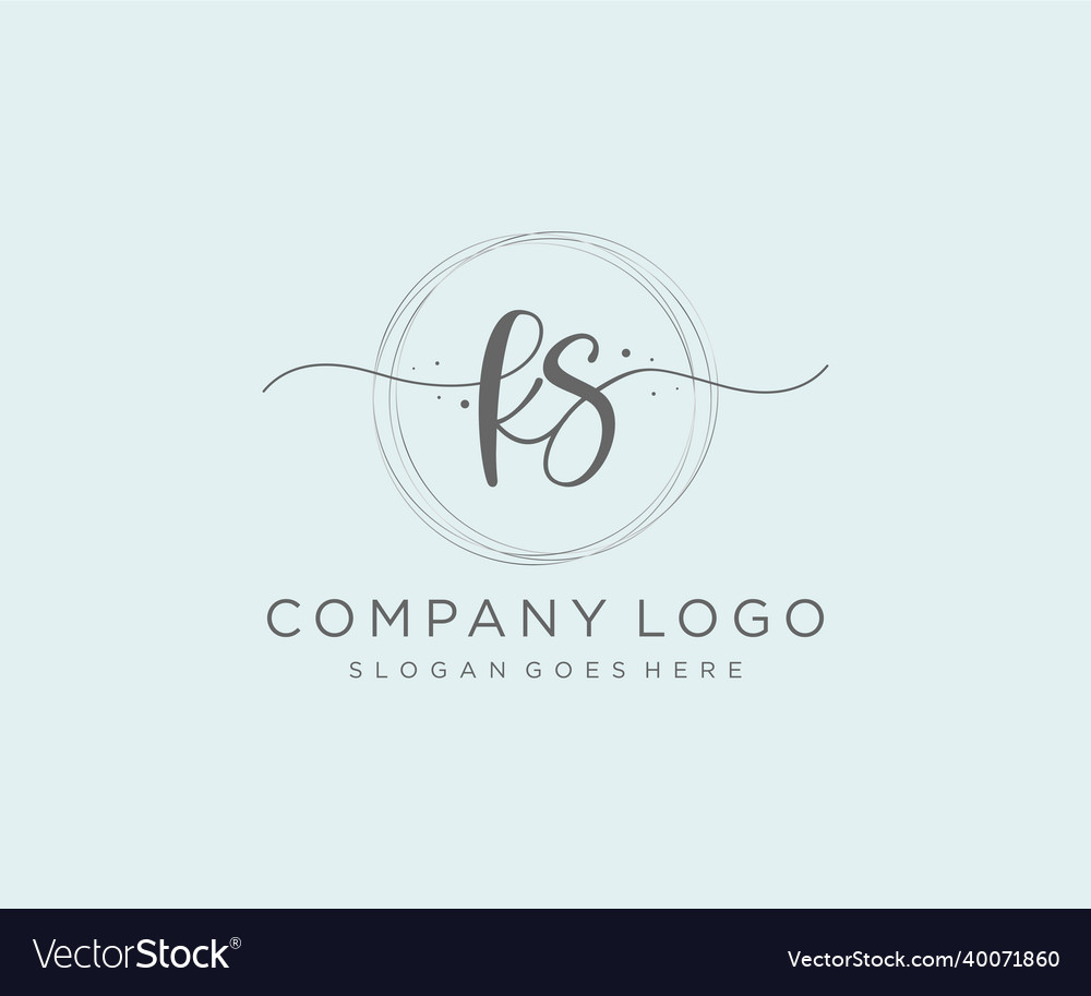 Initial ks feminine logo usable for nature salon Vector Image