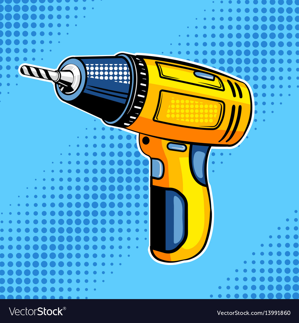 Screw gun comic book style Royalty Free Vector Image