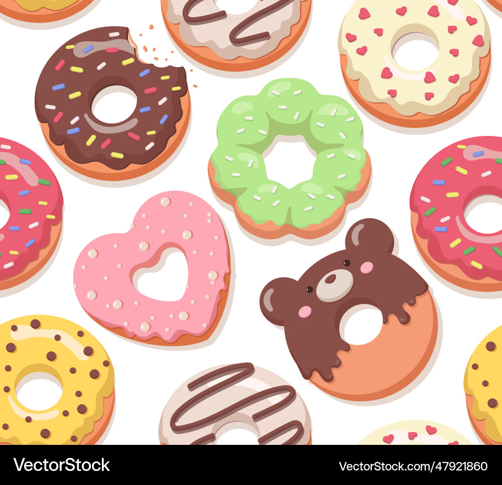 Seamless pattern with donuts in glaze Royalty Free Vector
