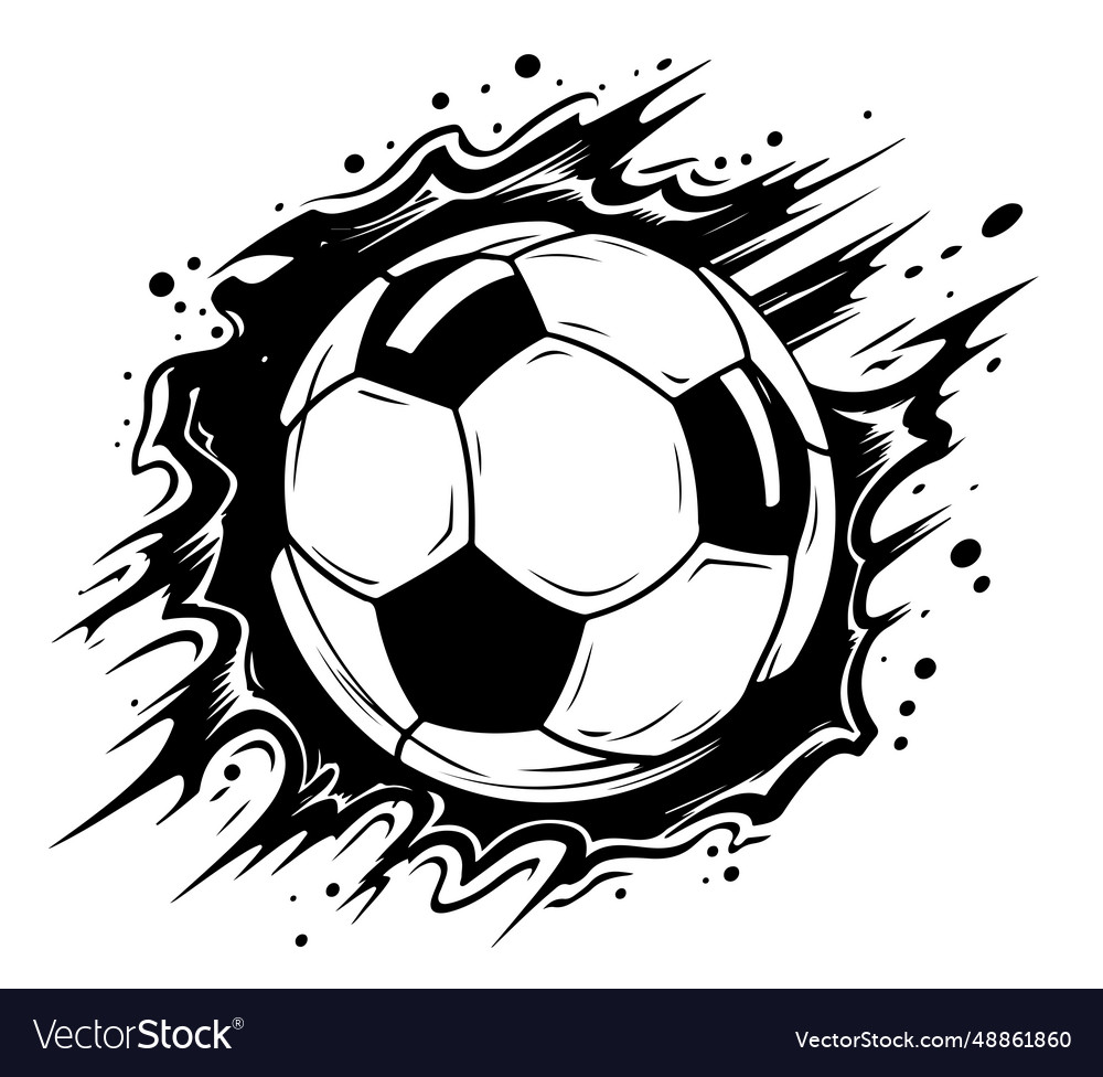 Soccer ball emblem hand drawn Royalty Free Vector Image