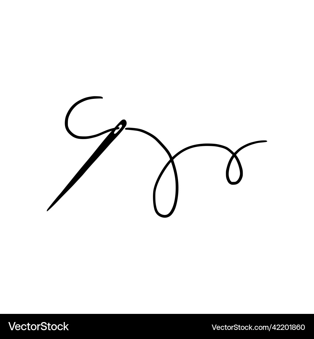 Tailor needle with thread Royalty Free Vector Image