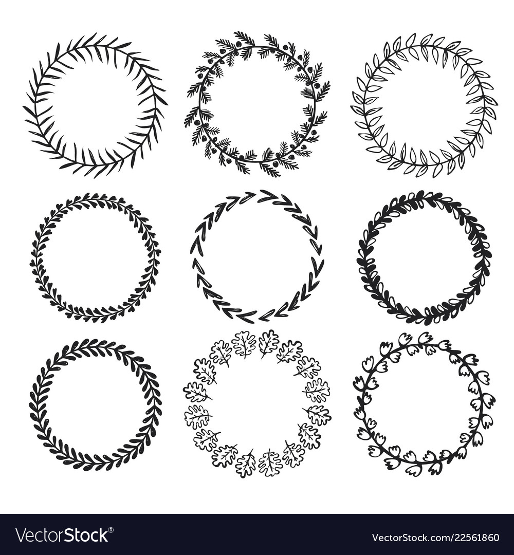 Wreaths hand drawn collection Royalty Free Vector Image