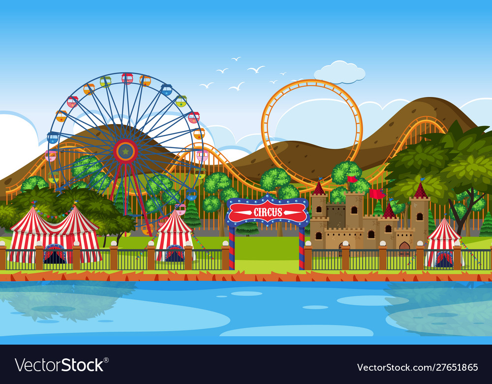 An outdoor scene with circus Royalty Free Vector Image