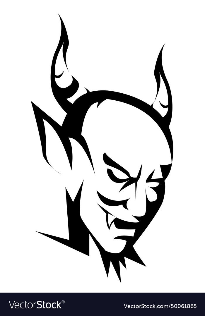 Black and white of demon face Royalty Free Vector Image