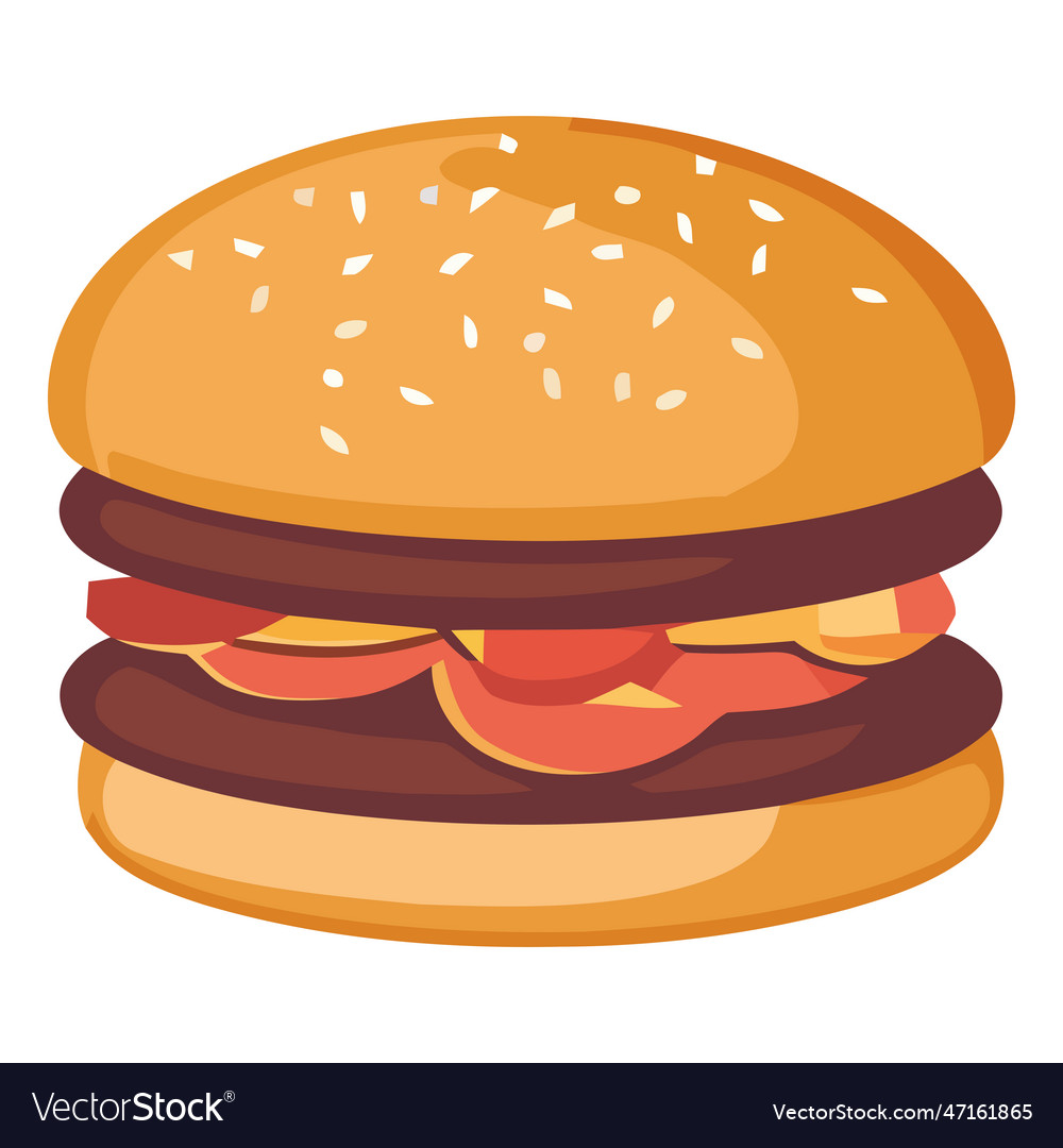 Grilled cheeseburger on sesame bun Royalty Free Vector Image