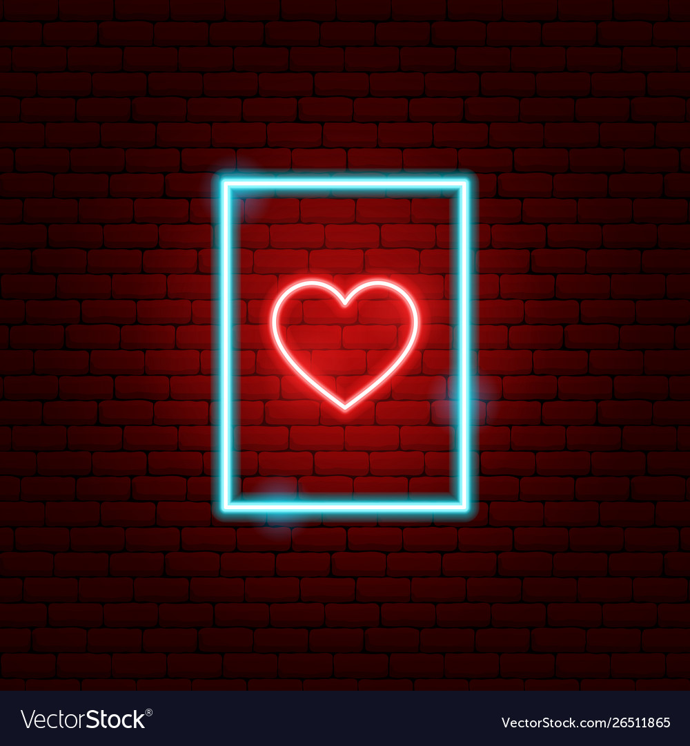 Heart postcard neon sign Royalty Free Vector Image