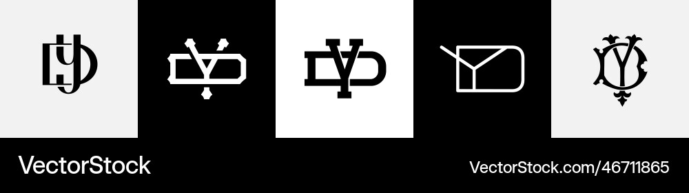 Initial letters yd monogram logo design bundle Vector Image