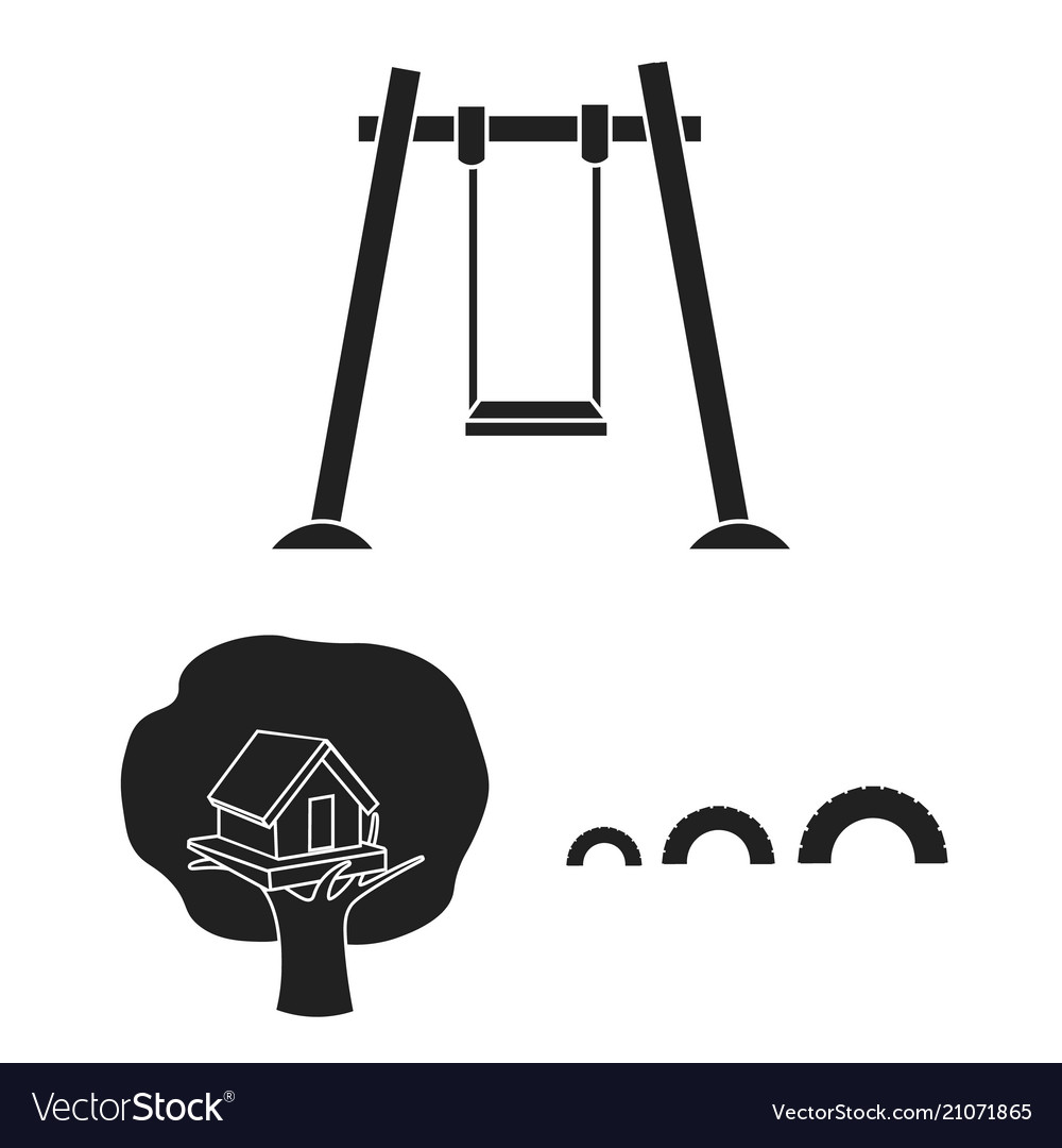 Playground Entertainment Black Icons In Set Vector Image