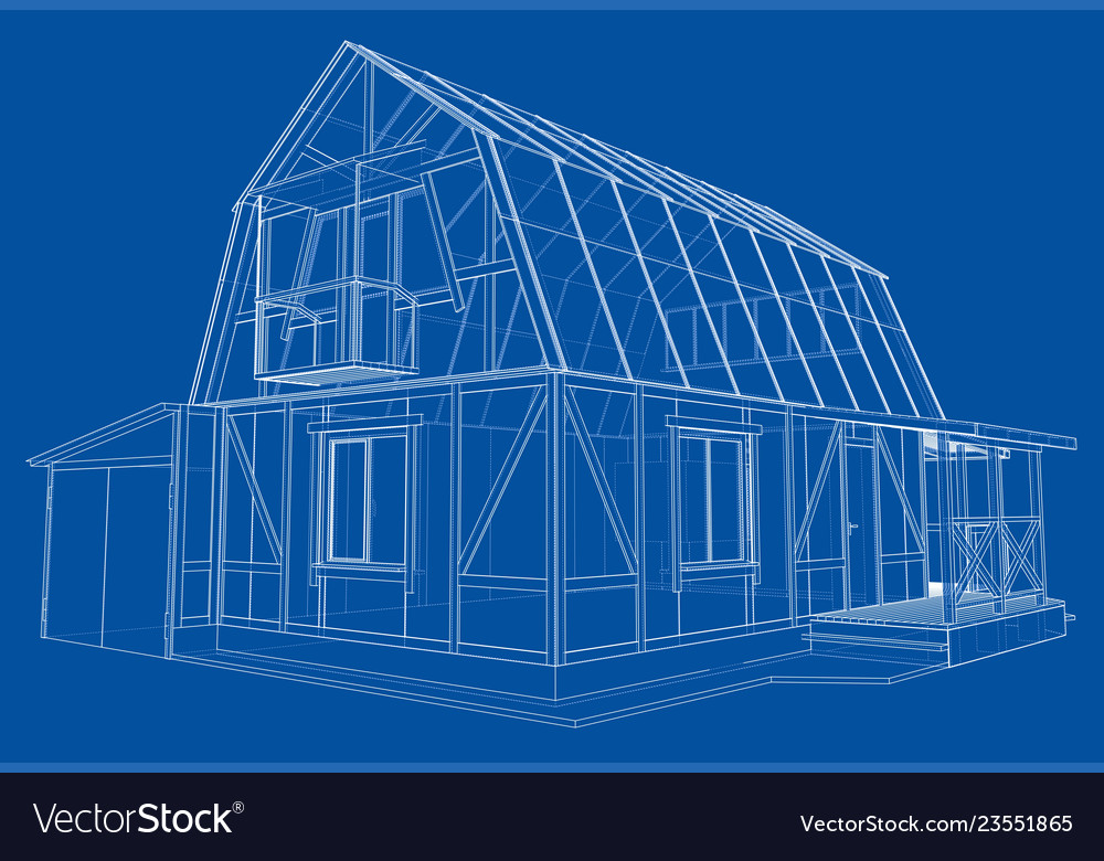 Private house sketch rendering of 3d Royalty Free Vector