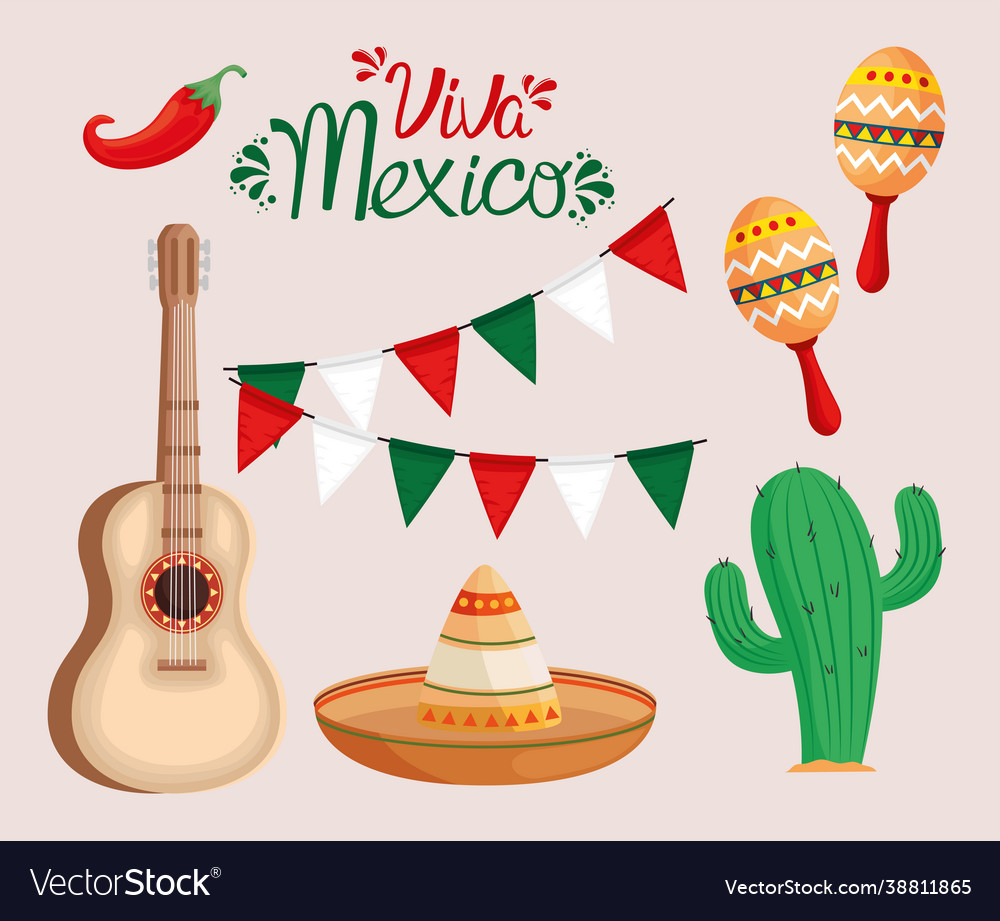 Viva mexico icons Royalty Free Vector Image - VectorStock