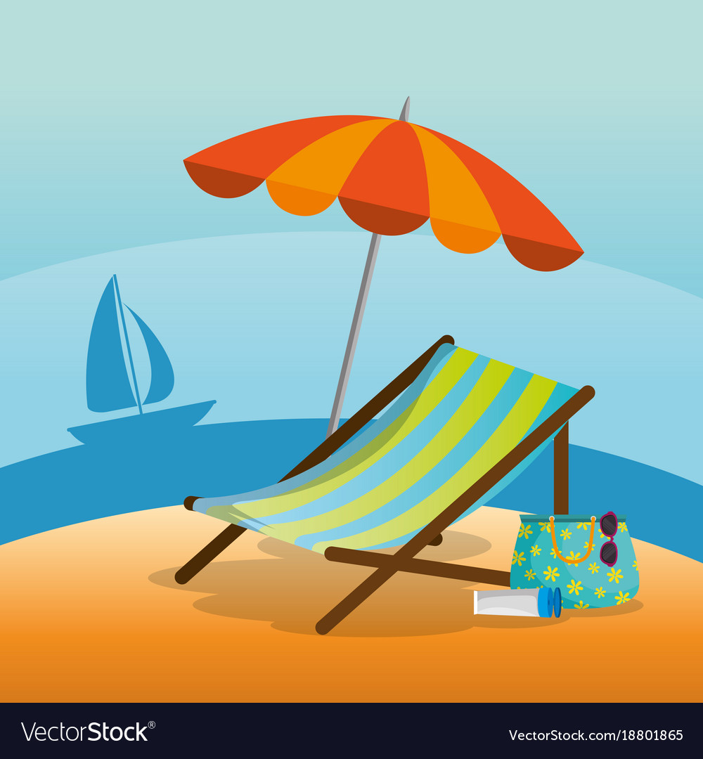 Wooden beach chair on a landscape design Vector Image