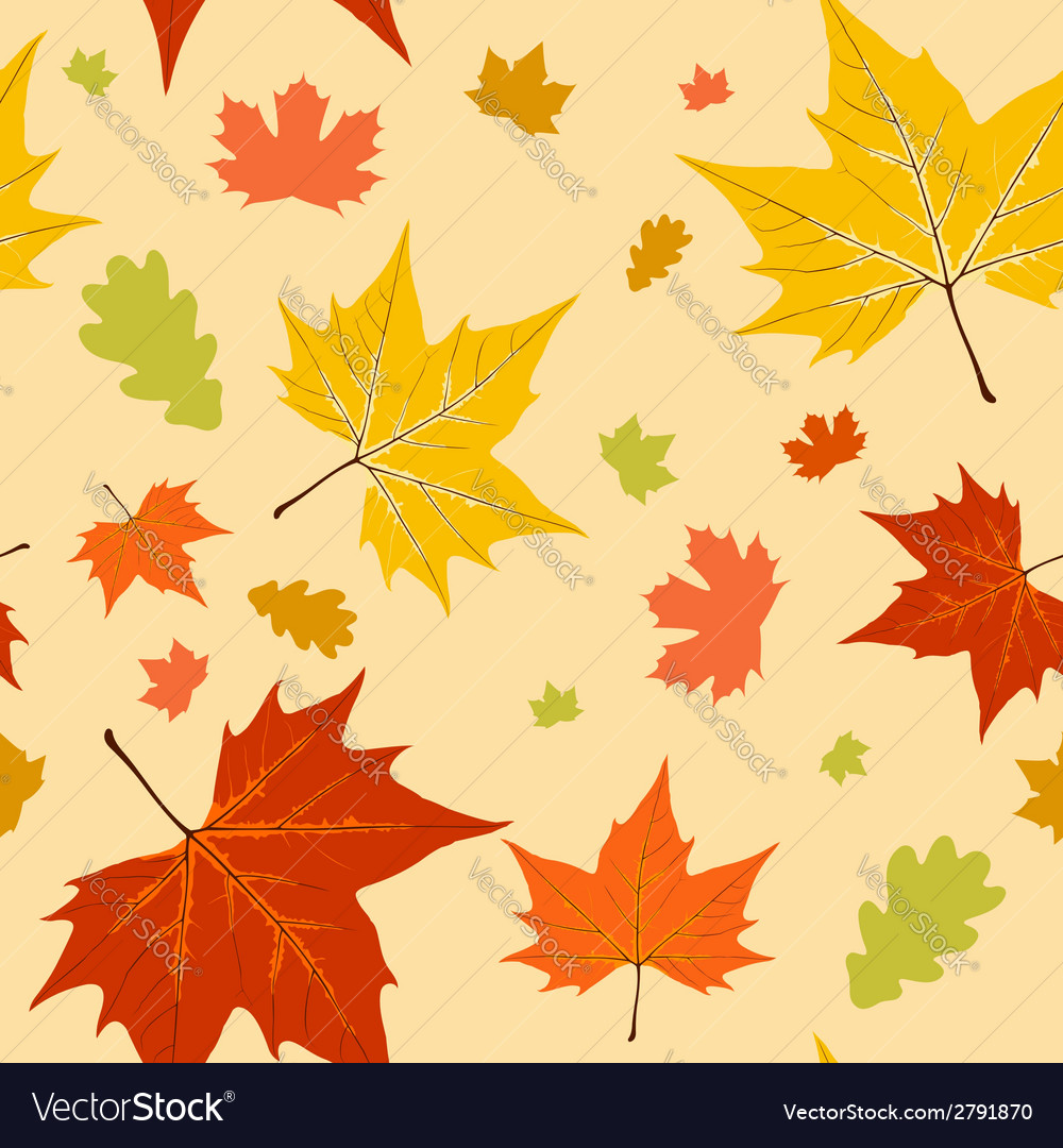 Autumn leaves seamless pattern Royalty Free Vector Image