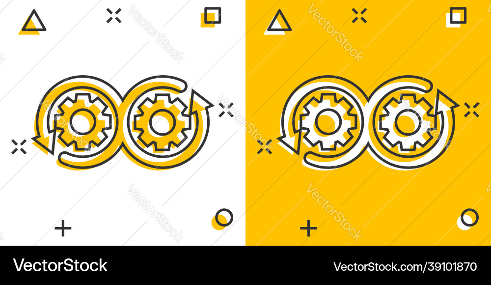 Development icon in comic style devops cartoon Vector Image