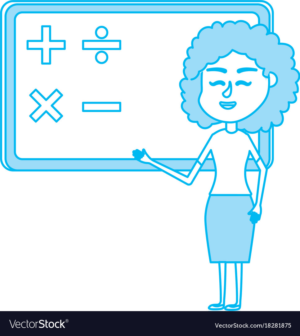 Contour woman teacher teaching to the student Vector Image