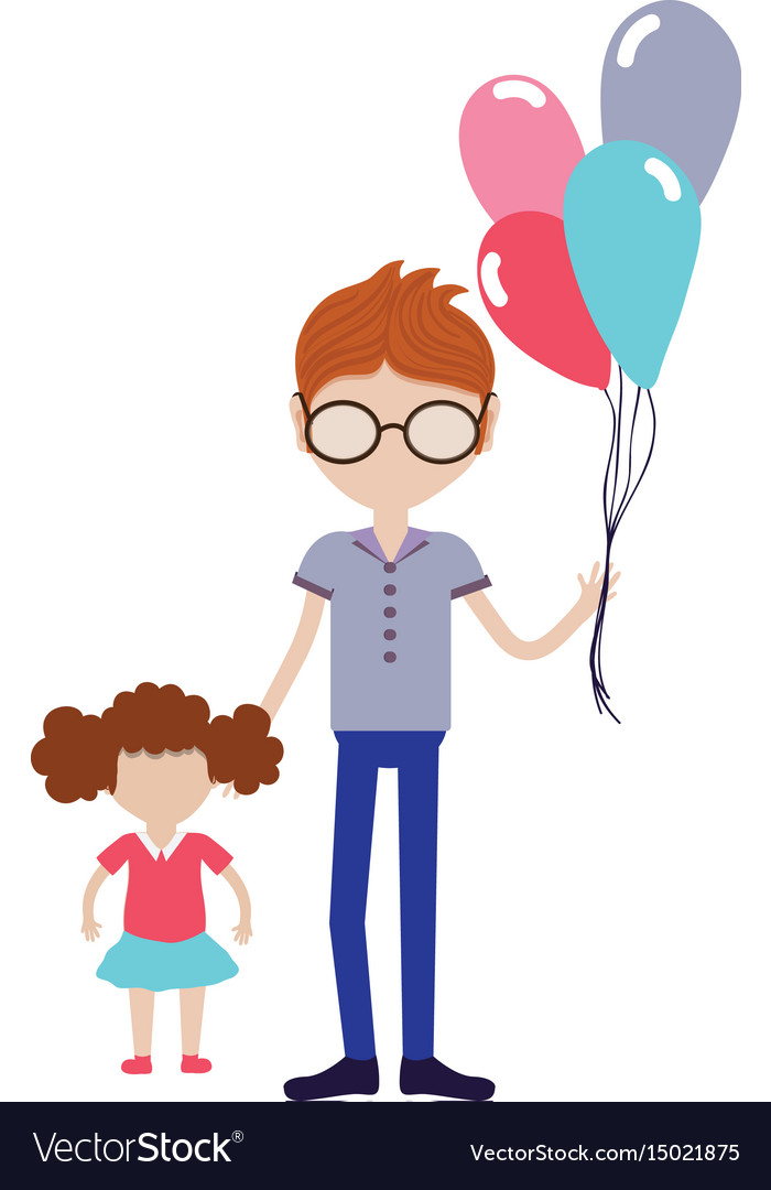 Father with his daughter and balloons Royalty Free Vector