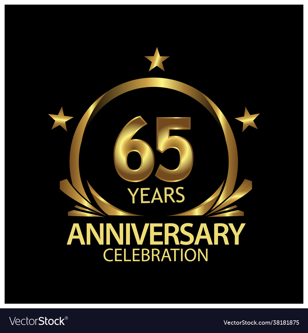 Sixty five years anniversary golden Royalty Free Vector