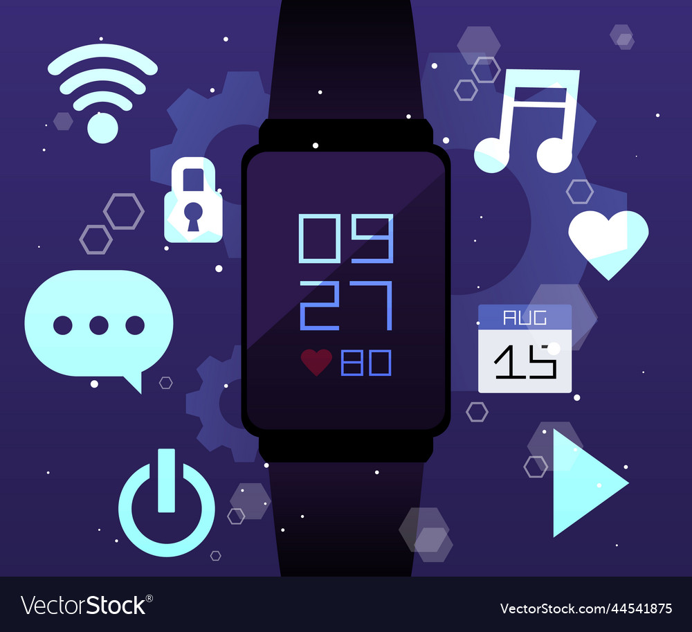 Smartwatch infographics flat Royalty Free Vector Image