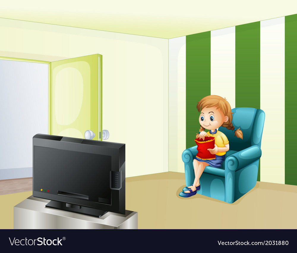 cartoon girl watching tv