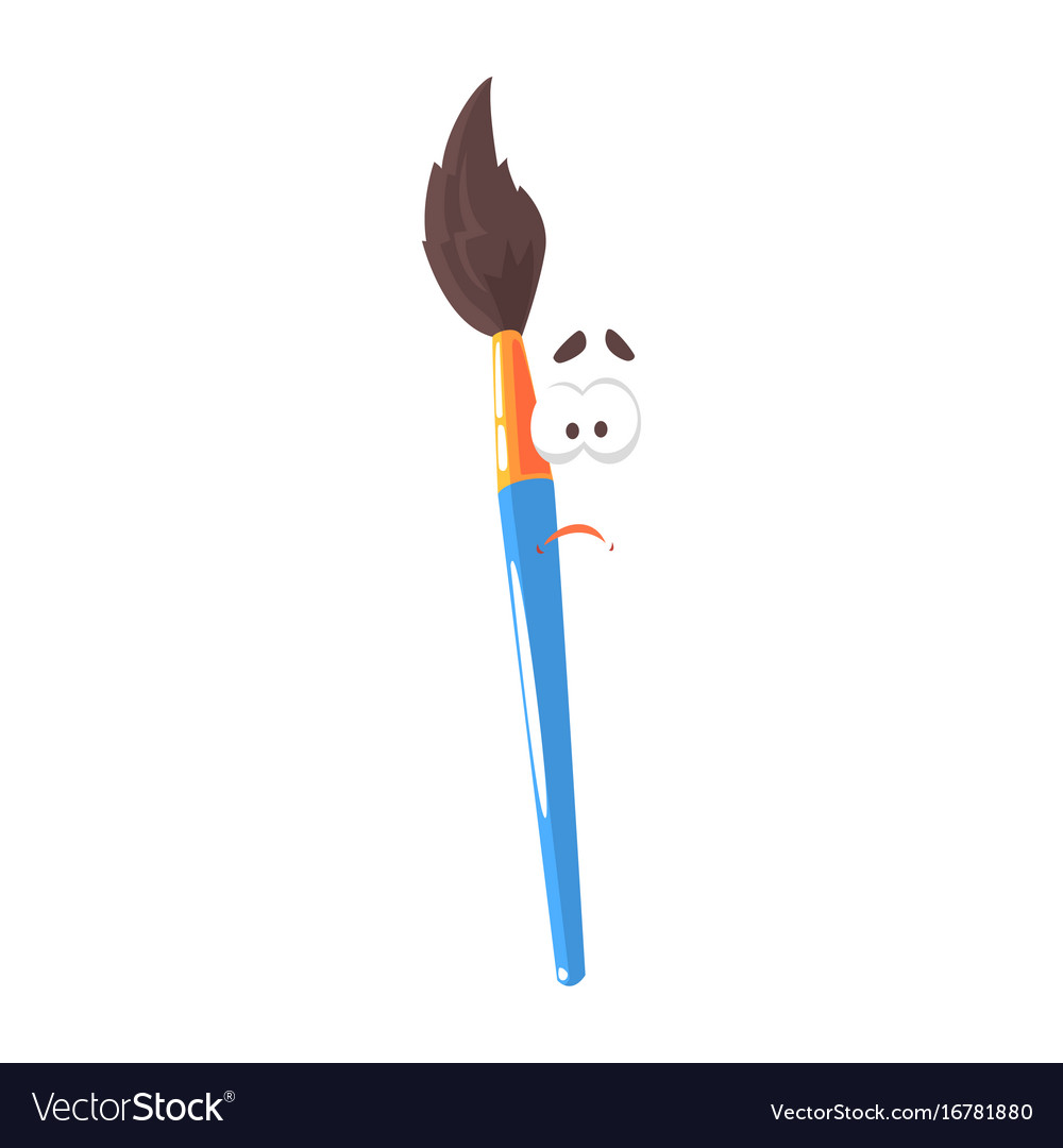 Blue cartoon paint brush comic character