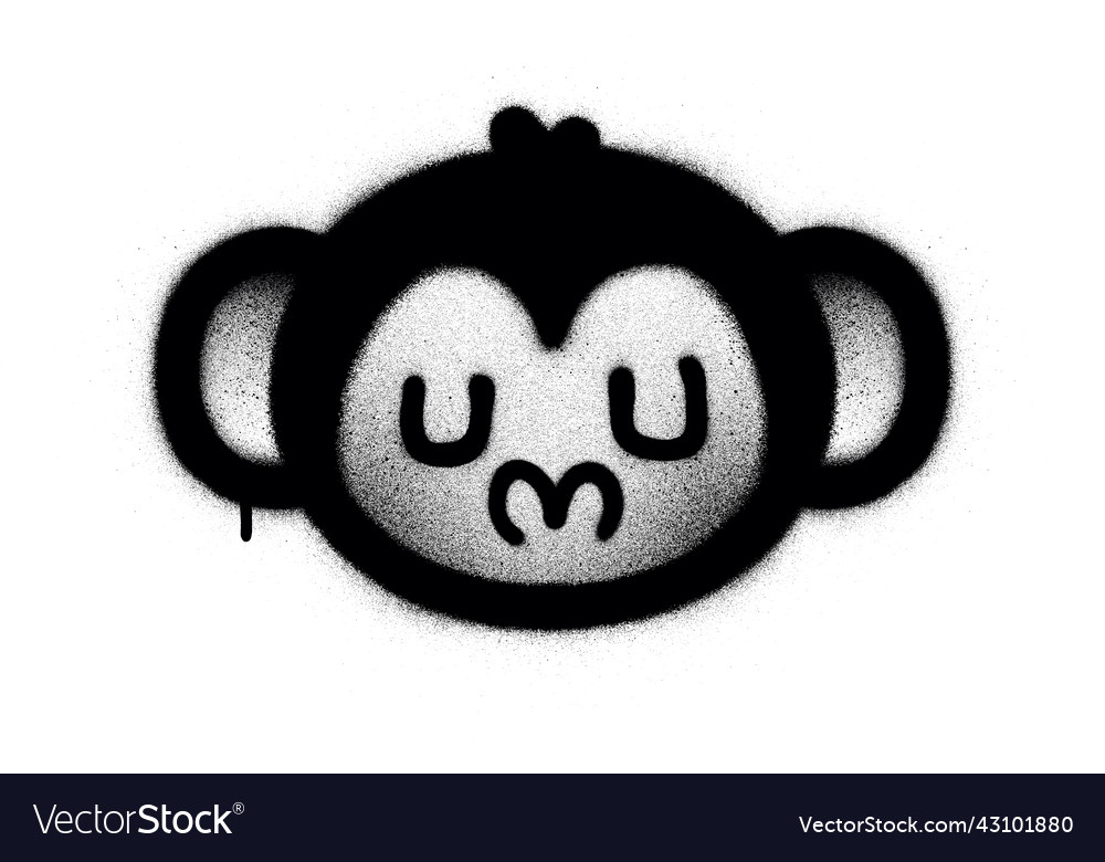 Graffiti monkey sprayed in black over white Vector Image