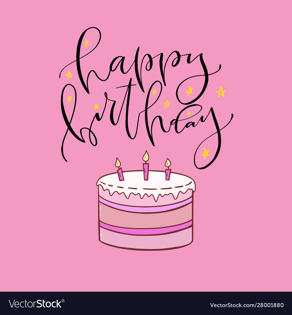 happy birthday card with sweet cake printable vector image