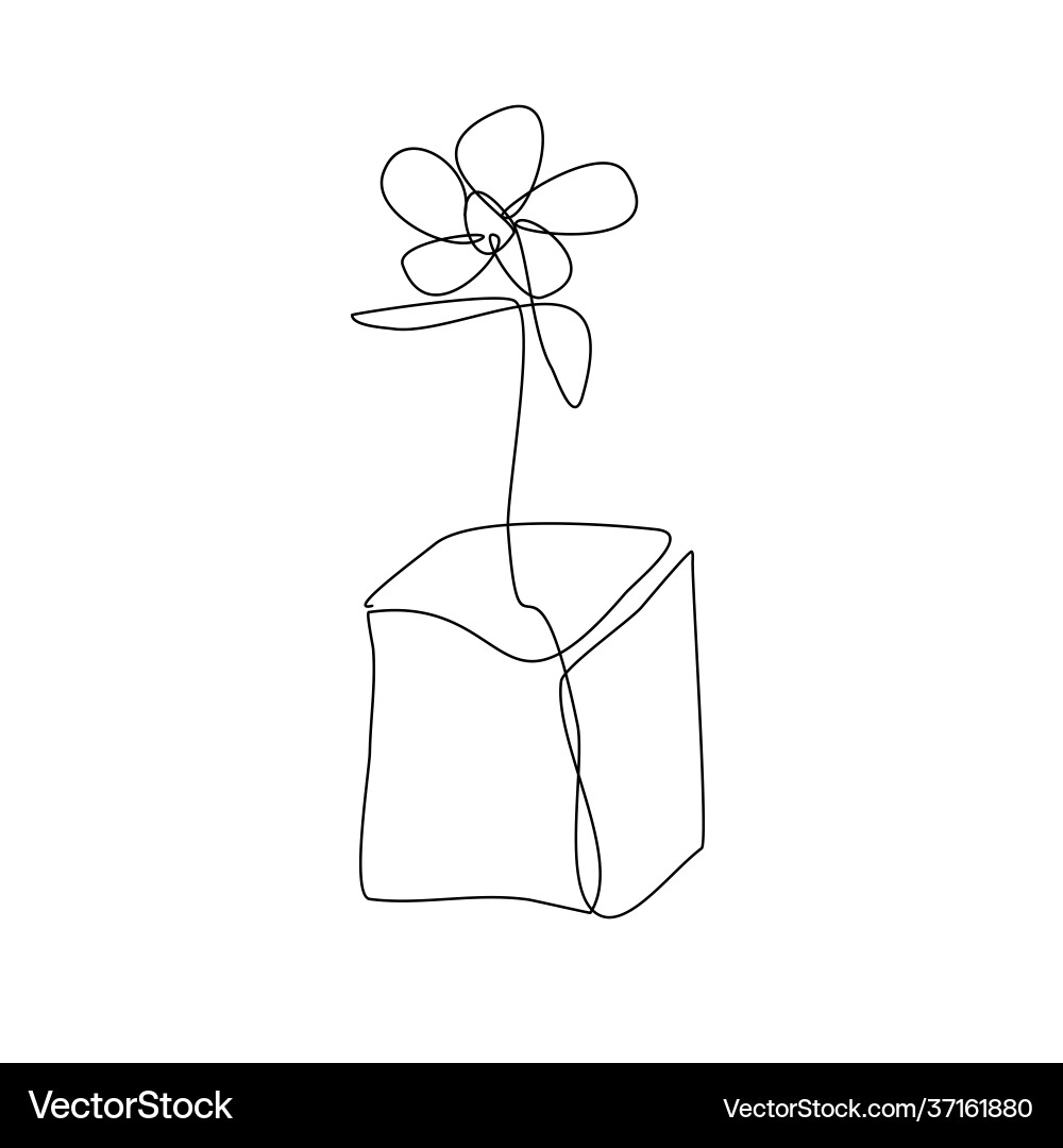 Minimalist flower one line drawing simple Vector Image