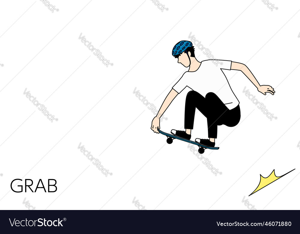 Skateboarding grabtype trick a man grabbing Vector Image