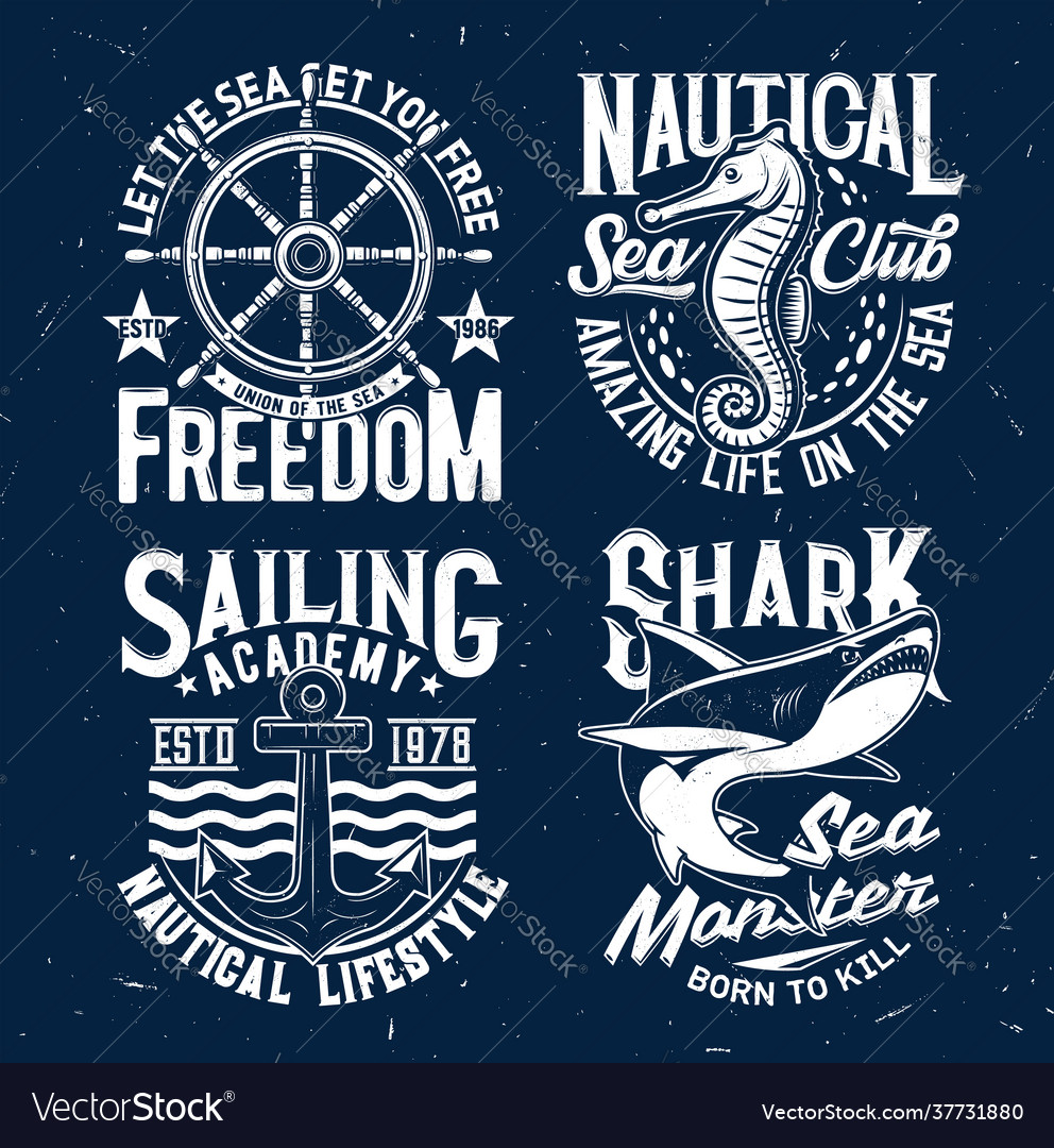 Tshirt prints with ocean animals and typography Vector Image Tshirt prints with ocean animals and typography Vector Image
