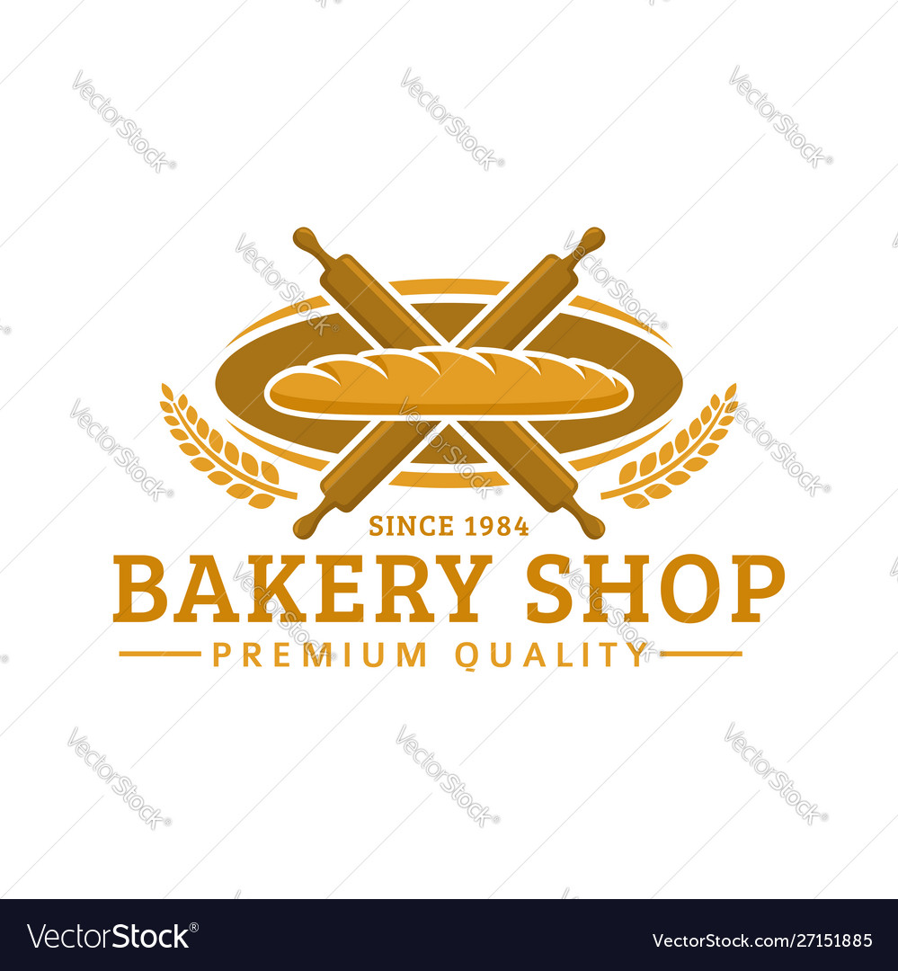 Bakery logo template shop emblem vintage Vector Image