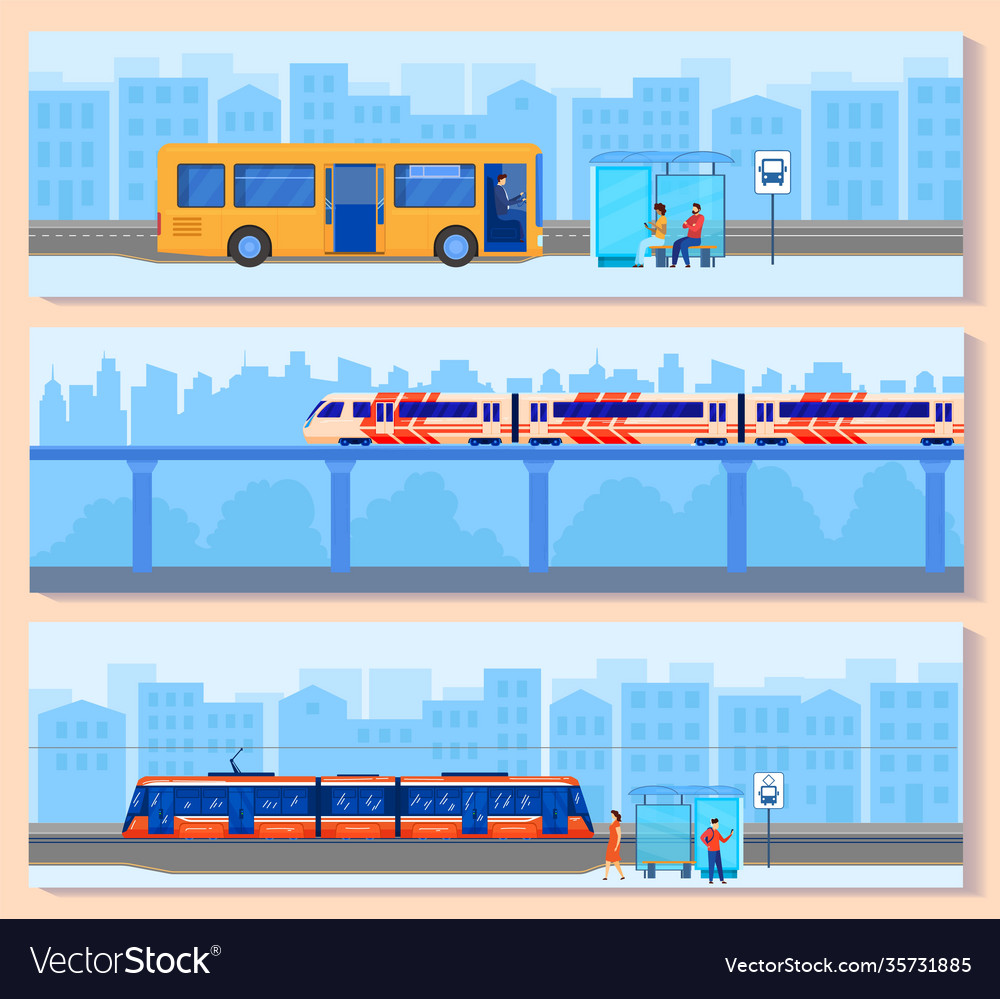 City transport set cartoon Royalty Free Vector Image