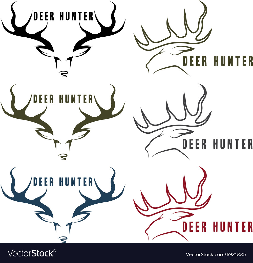 Deer hunter vintage emblems set
