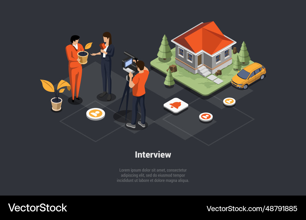 Interview broadcasting communication and brief Vector Image