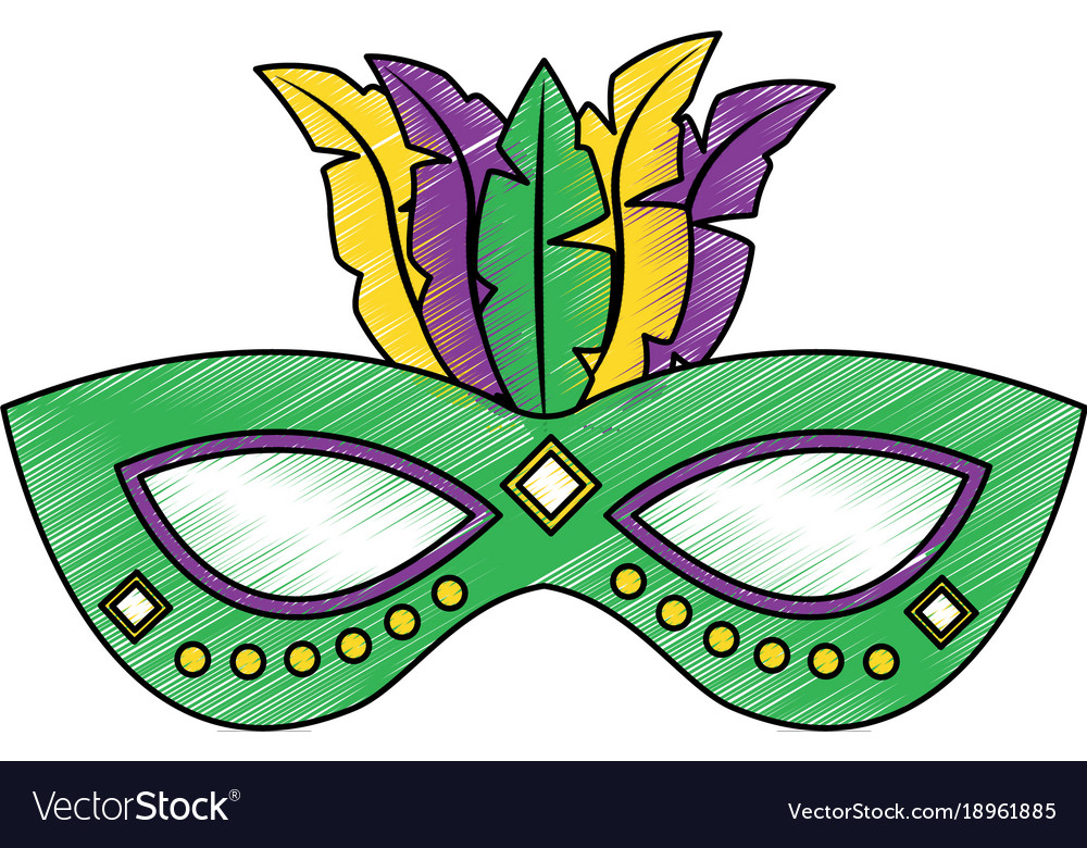 Ornate mardi gras carnival mask with feathers Vector Image