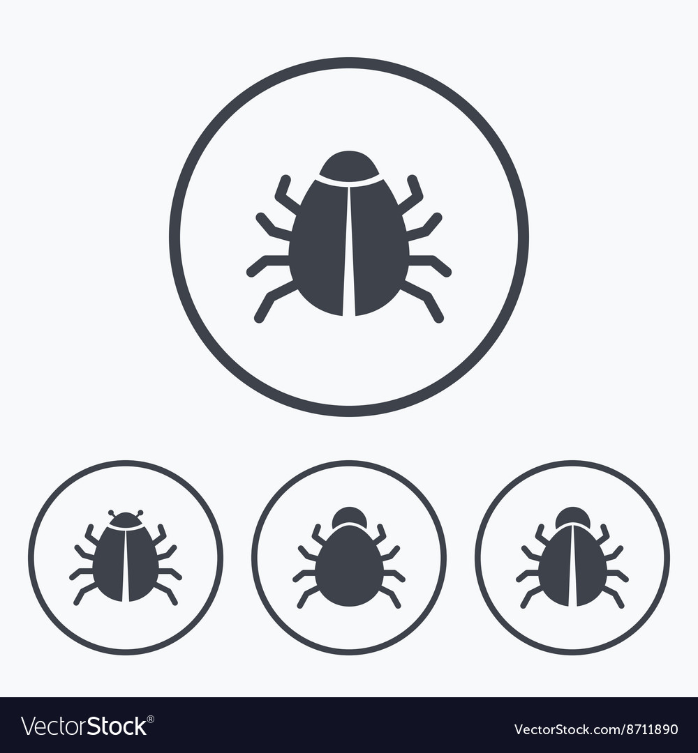 Bugs signs virus software error icons Royalty Free Vector