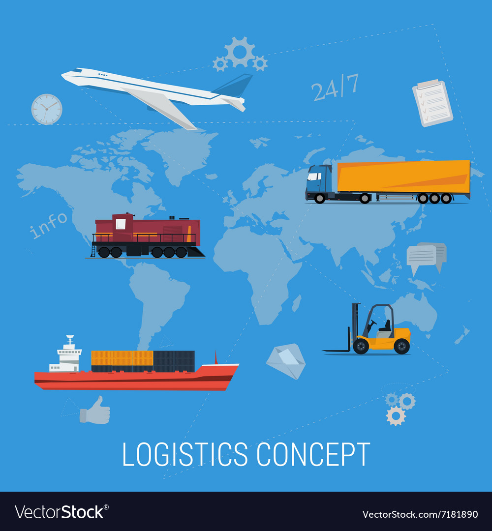 Concept of logistics transportation on world map Vector Image