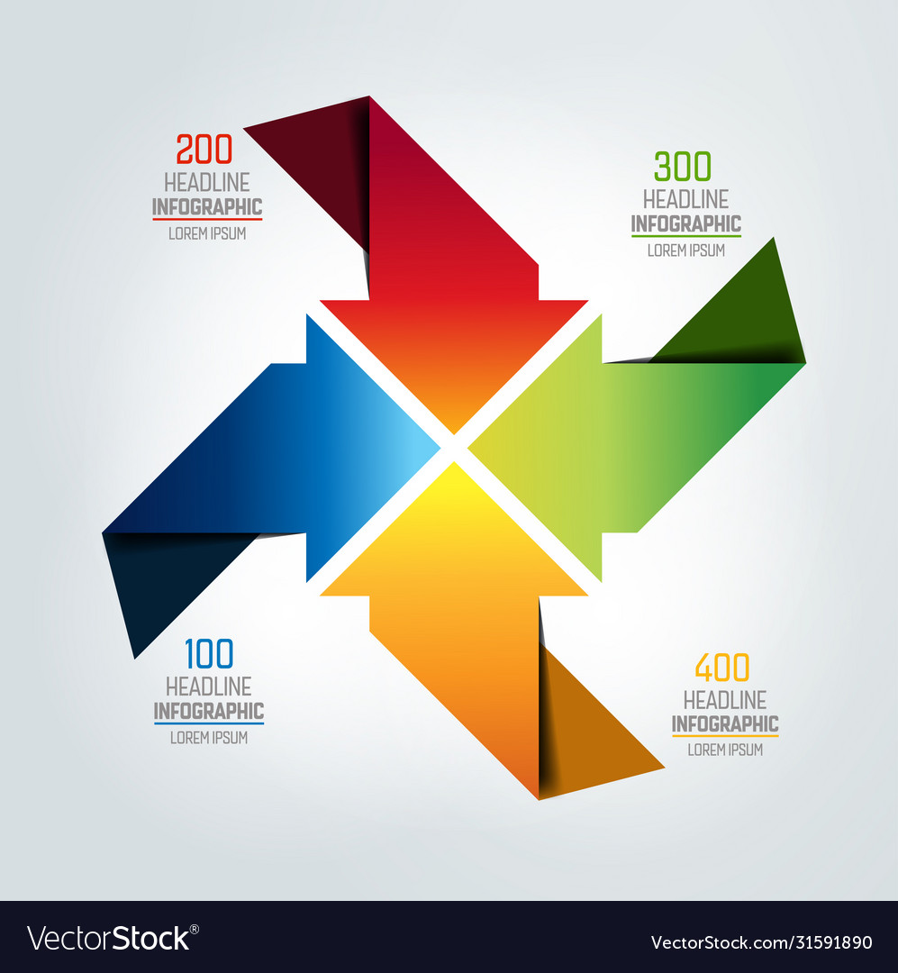 Four arrows infographic chart scheme diagram Vector Image