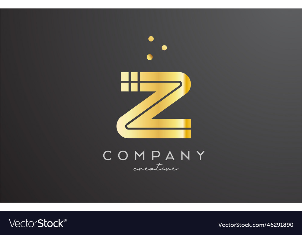 Gold golden z alphabet letter logo with dots Vector Image