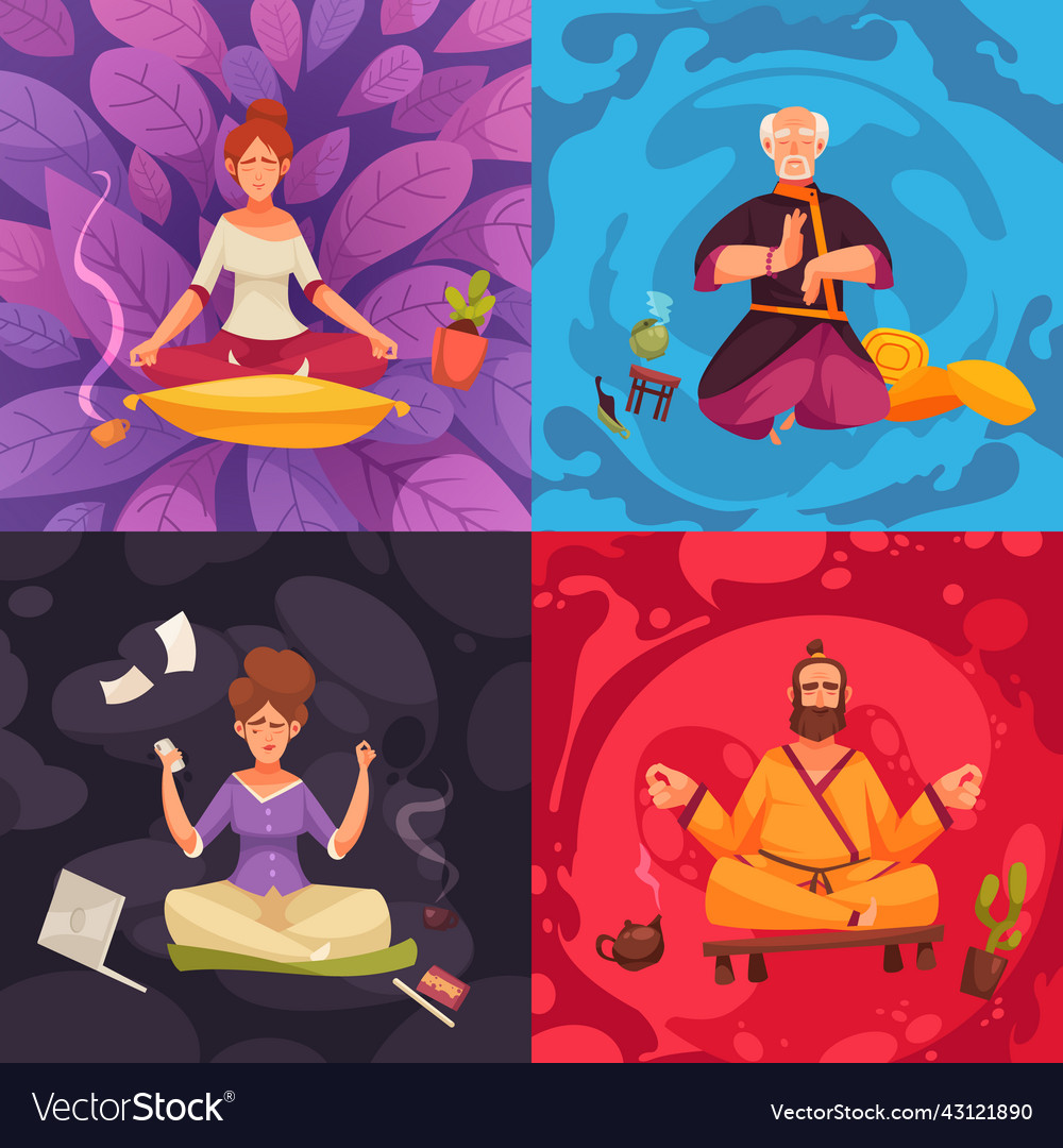 Meditation Yoga Cartoon Concept Royalty Free Vector Image 9016