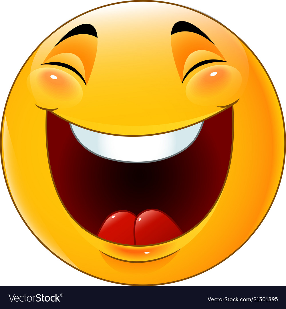 Cartoon smiley emoticon laughing Royalty Free Vector Image