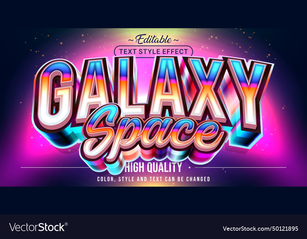 Editable Text Style Effect - Galaxy Space Vector Image