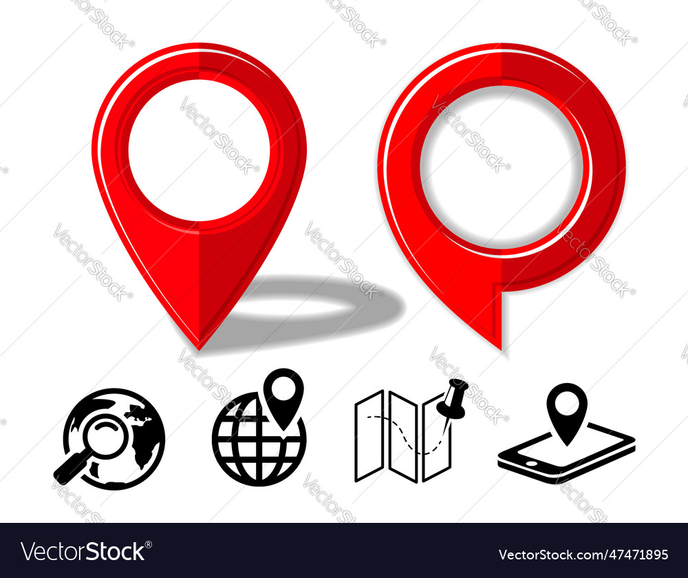 Geolocation map point icons set Royalty Free Vector Image