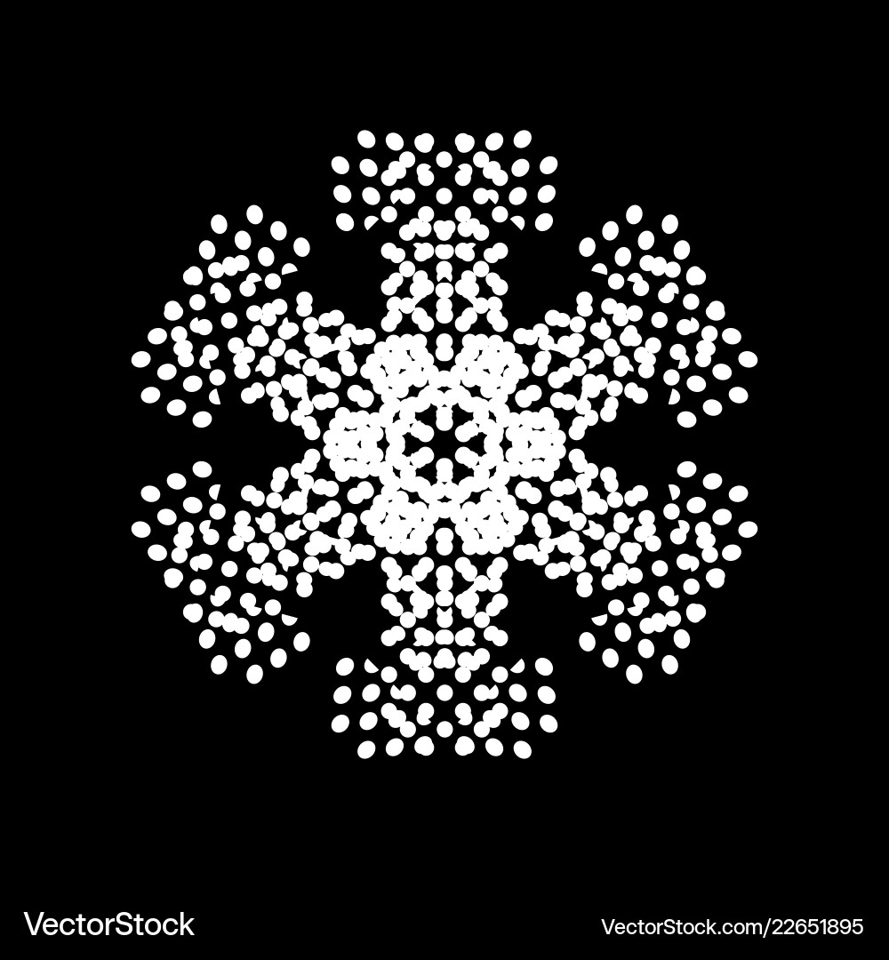 Halftone snowflake shape Royalty Free Vector Image
