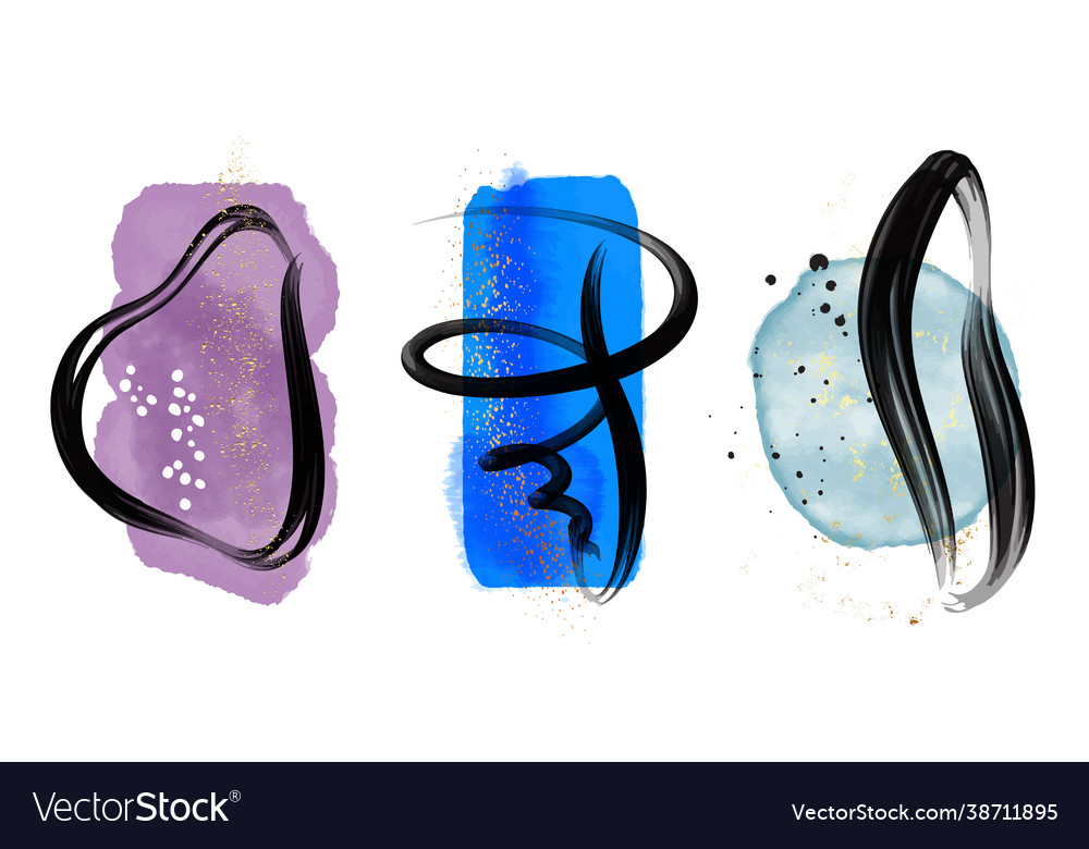 Indigo watercolor paint home decoration set royal vector image Indigo watercolor paint home decoration set royal
